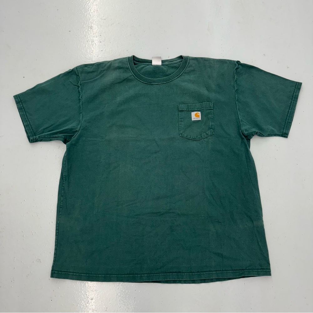 Vintage Carhartt Pocket Tee T Shirt Green Workwear - Picture 1 of 5